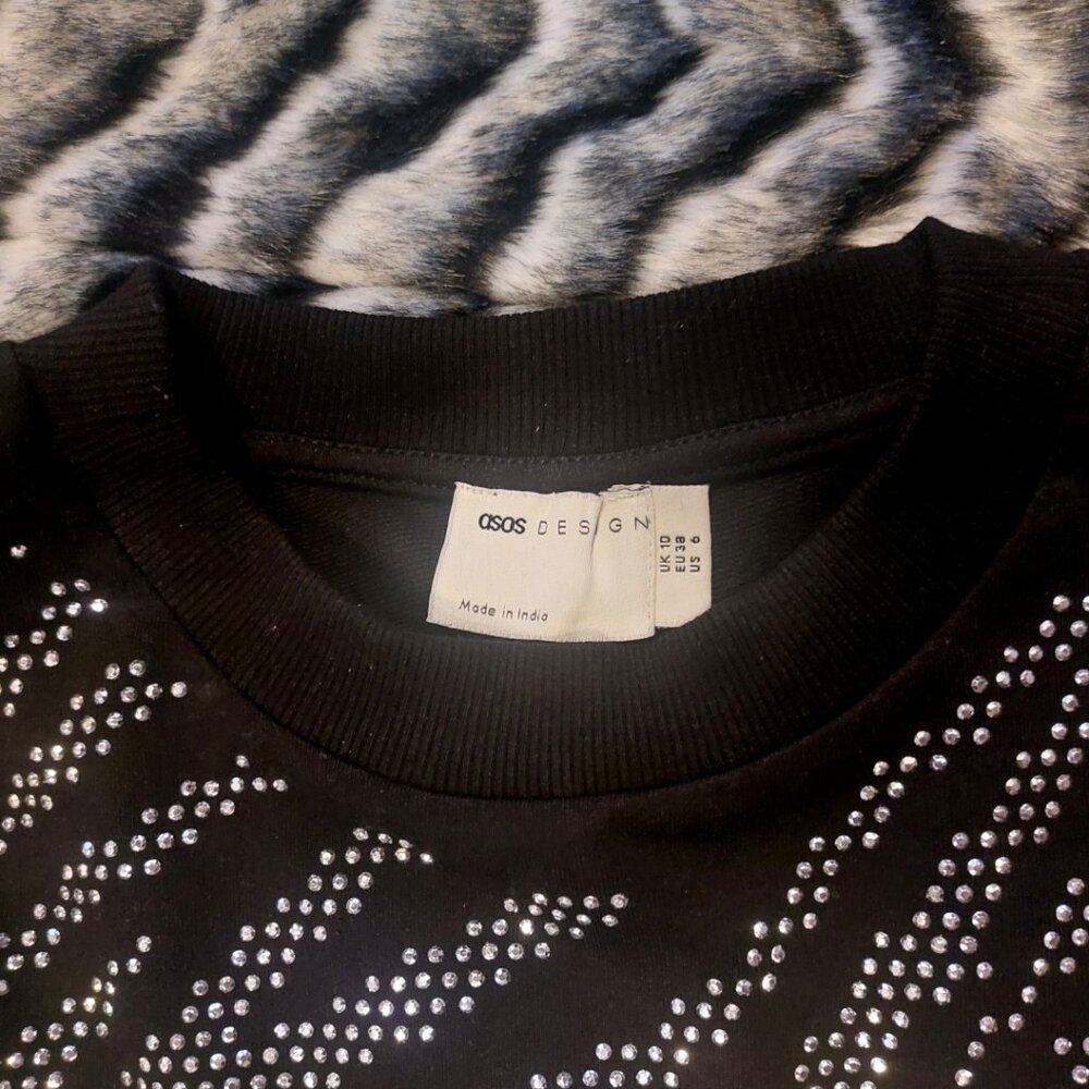 NWT ASOS Design Zebra Rhinestone Sweatshirt Dress - Picture 4 of 5